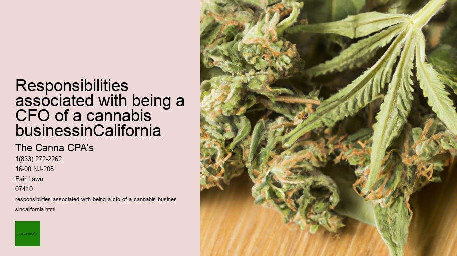 Responsibilities associated with being a CFO of a cannabis businessinCalifornia